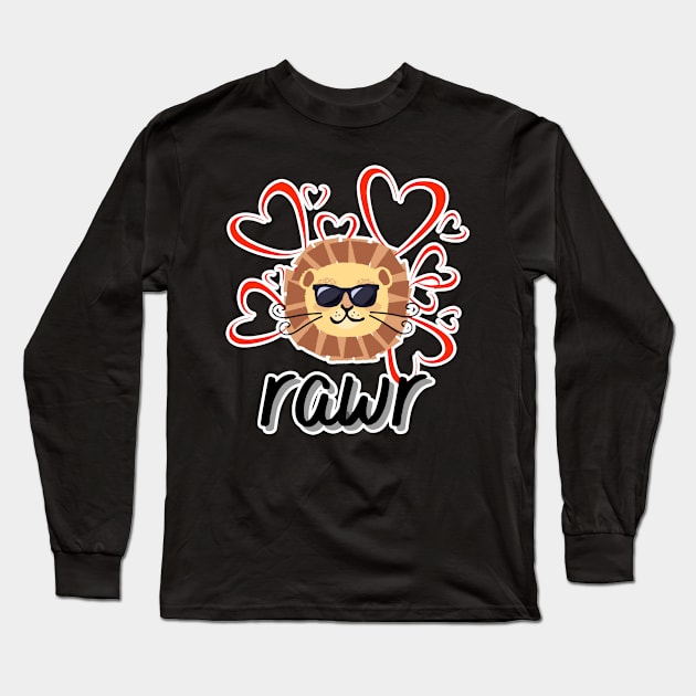 Rawr Valentine Lion Long Sleeve T-Shirt by FamilyCurios